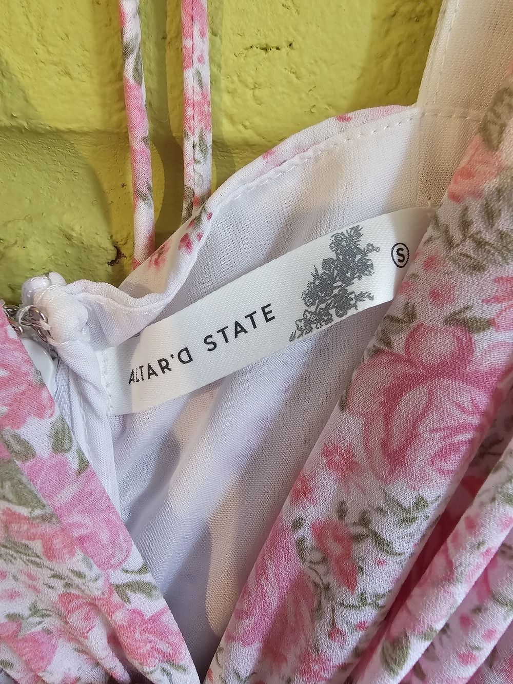 Altar'd State Aderny Patchwork Pink Floral Ruffle Mini Dress - Picture 5 of 5